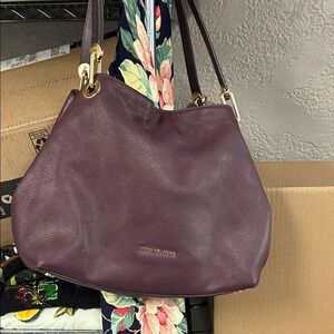 Michael Kors Plum Shoulder Bag with Gold Accents